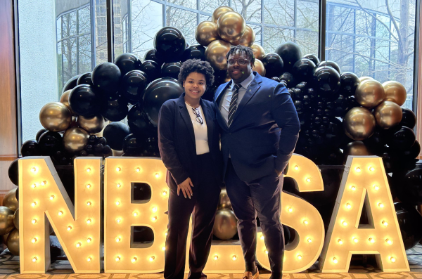 Moniel Sanders and Troy Edwards at the National Black Law Students Association Moot Court competition.